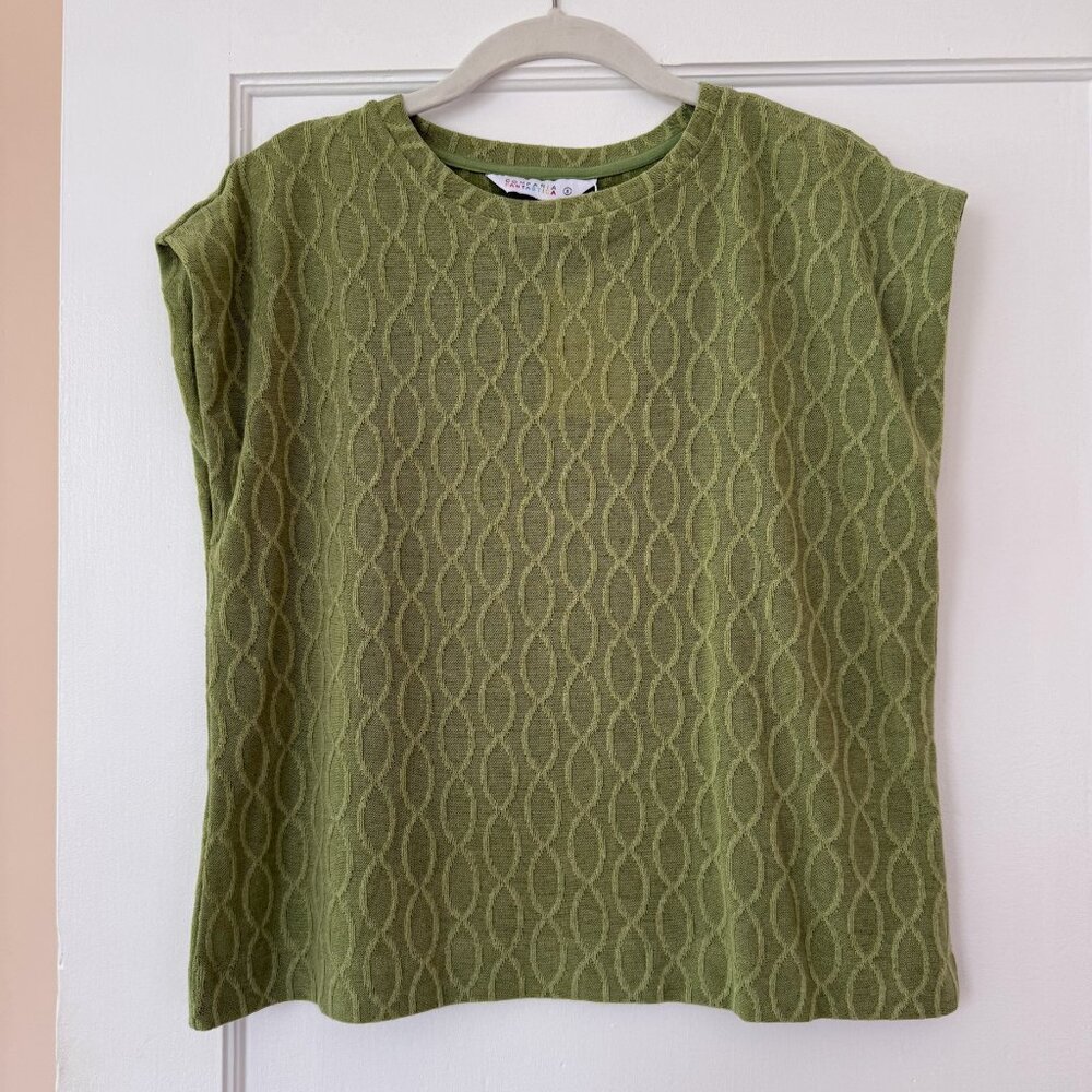 NWT Compañía Fantástica Boxy Fit Blouse Cap Sleeve Crew Neck Green Size Small